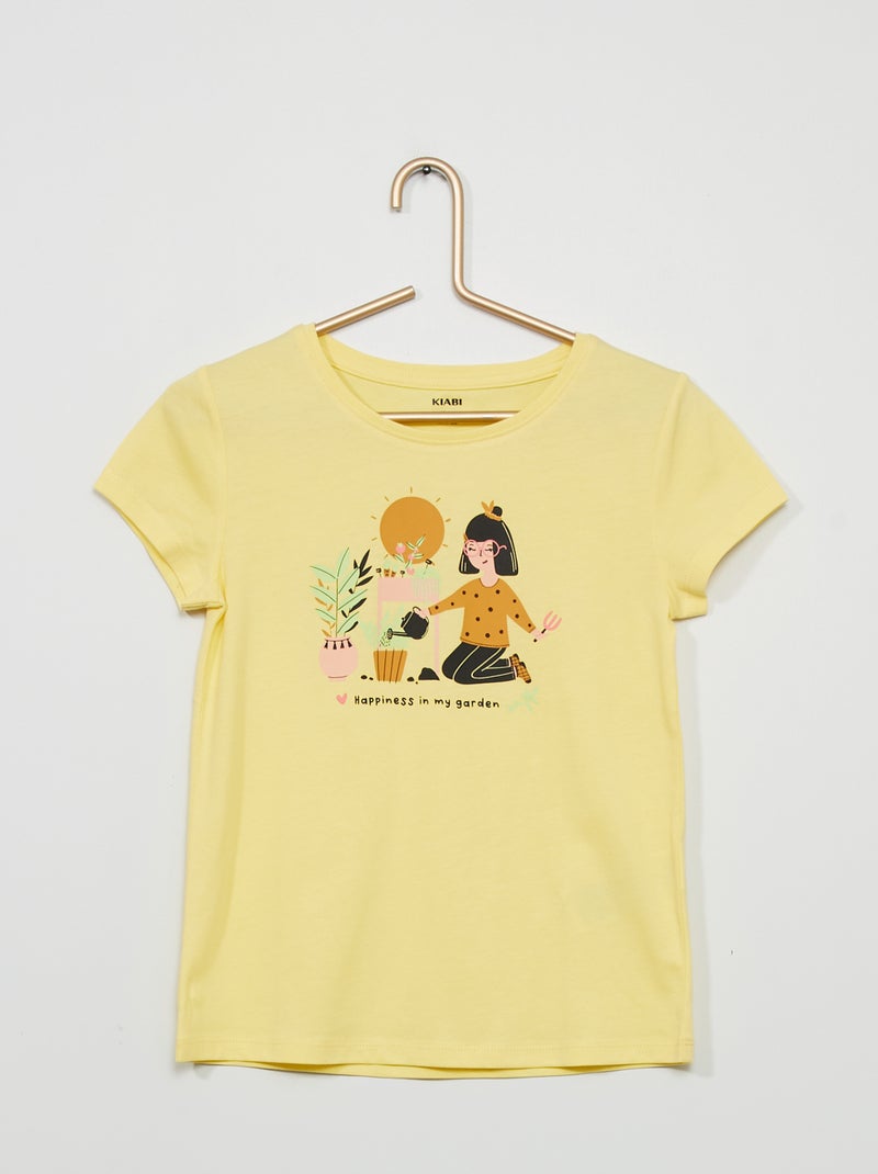 T-shirt imprimé Jaune 'jardin' - Kiabi