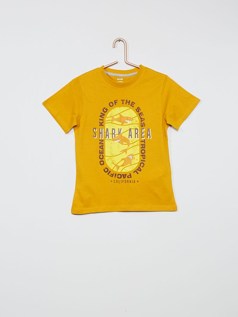 T-shirt imprimé jaune/requin - Kiabi