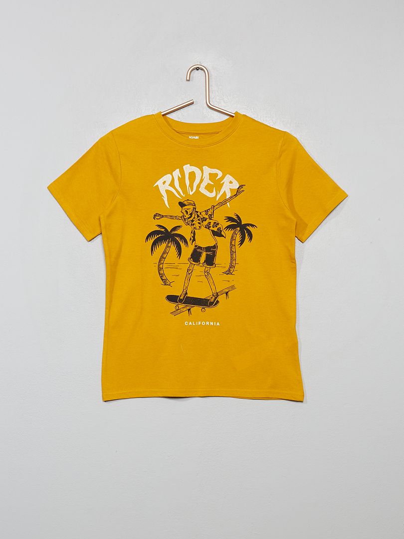 T-shirt imprimé jaune/skate - Kiabi