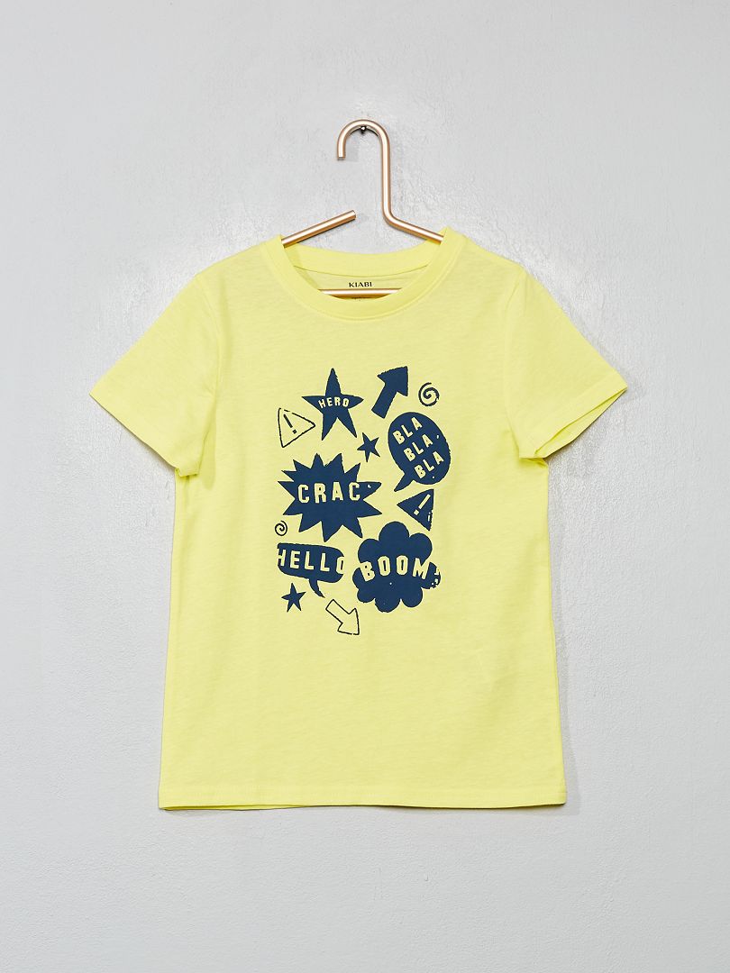 T-shirt imprimé jaune/typo - Kiabi