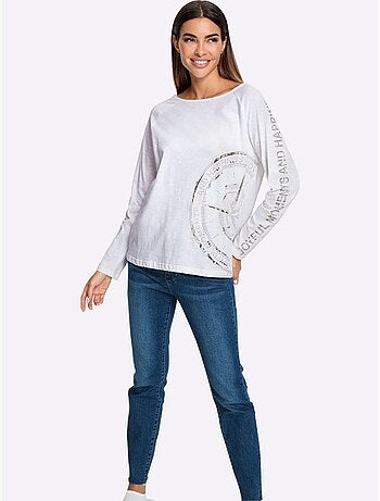 T-shirt Imprimé Joli Imprimé Feuille Devant - Taille Standard - Helline
