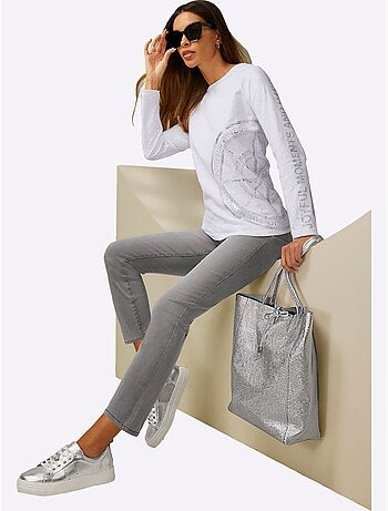 T-shirt Imprimé Joli Imprimé Feuille Devant - Taille Standard - Helline