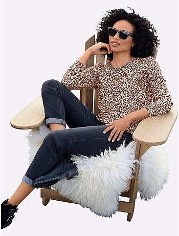 T-shirt imprimé joli motif léopard - taille standard - helline