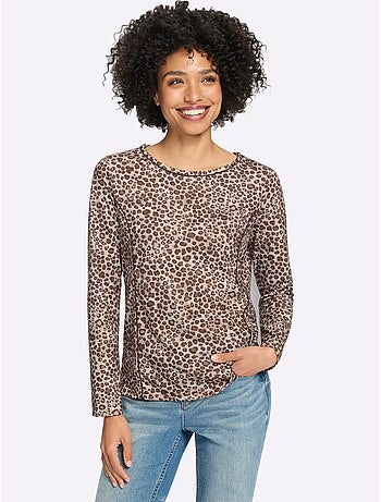 T-shirt imprimé joli motif léopard - taille standard - helline