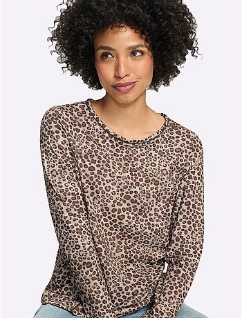 T-shirt imprimé joli motif léopard - taille standard - helline