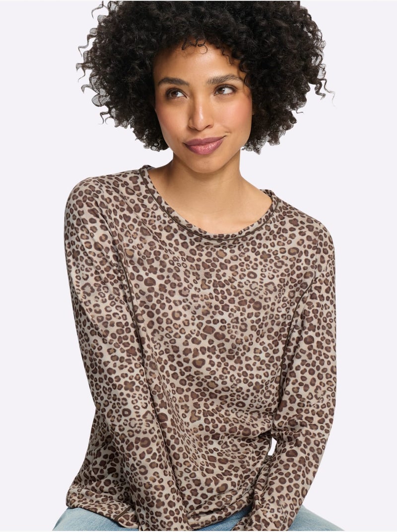 T-shirt imprimé joli motif léopard - taille standard - helline Blanc Marron - Kiabi