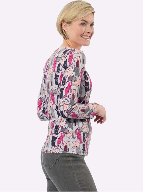 T-shirt Imprimé Jolie Forme De Chat - Taille Standard - Witt - Kiabi