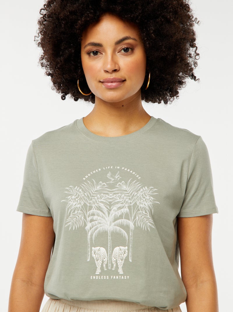 T-shirt Diesel Imprimé Kaki - Taille M - Occasion Très Bon état