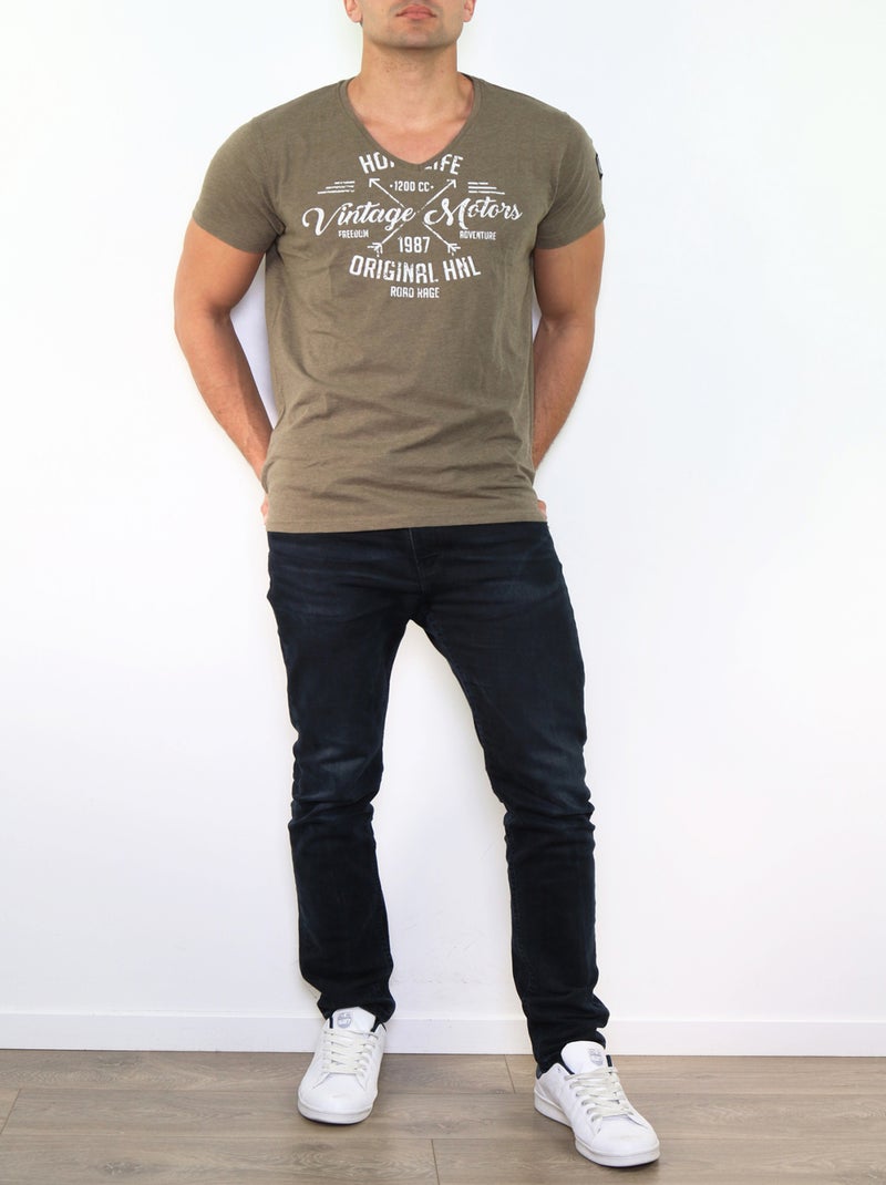 T-shirt imprimé Kaki - Kiabi