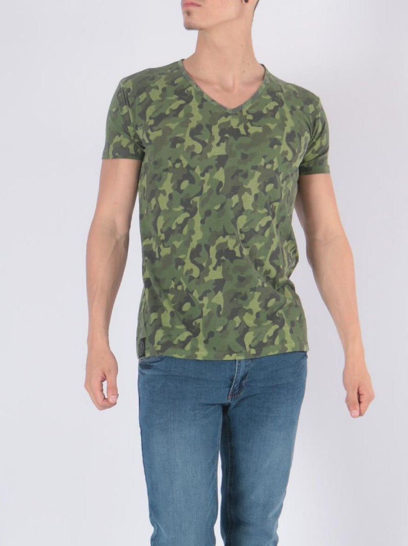 T-shirt imprimé Kaki - Kiabi