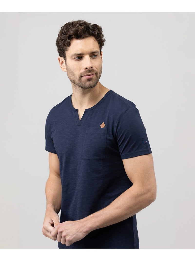 T-shirt imprimé kaki rayures florales Homme - Terre de Marins Bleu - Kiabi