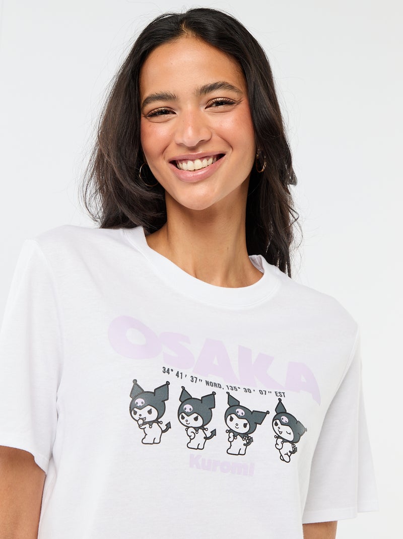 T-shirt imprimé 'Kuromi' à manches courtes Blanc - Kiabi