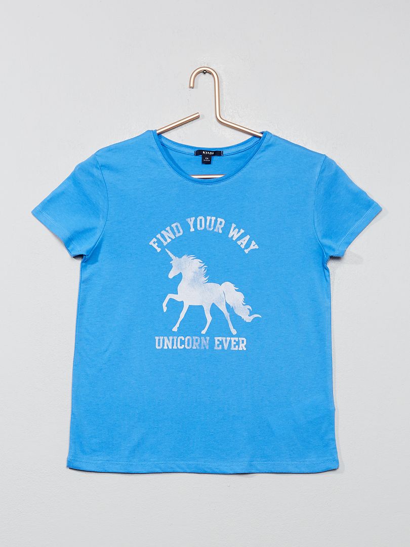 T-shirt imprimé 'Licorne' bleu - Kiabi