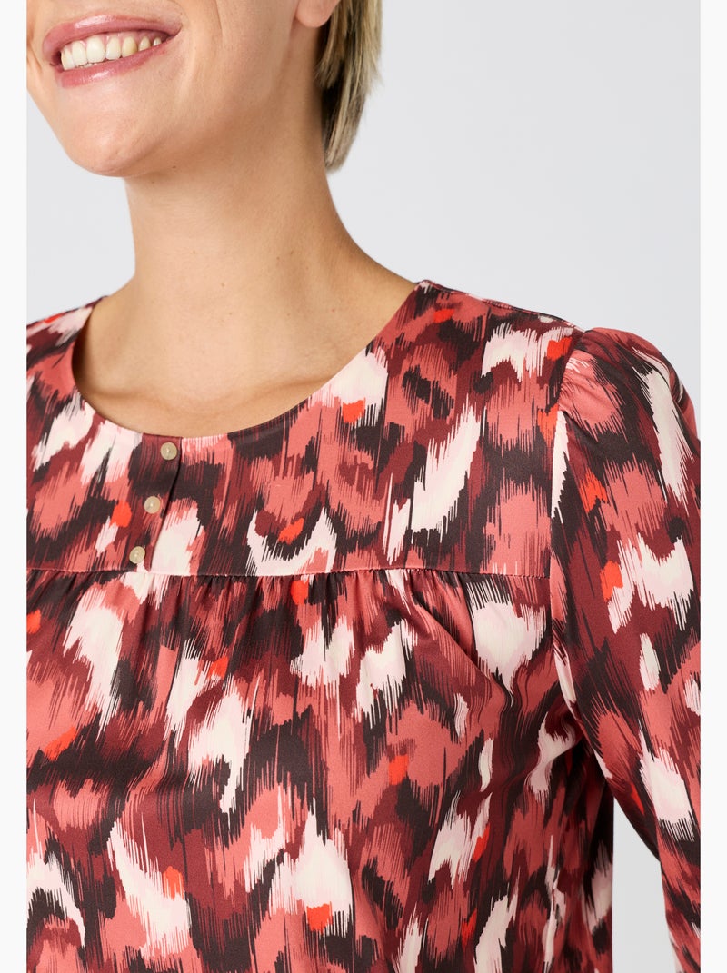 T-shirt imprimé maille chaude - Damart Rouge - Kiabi