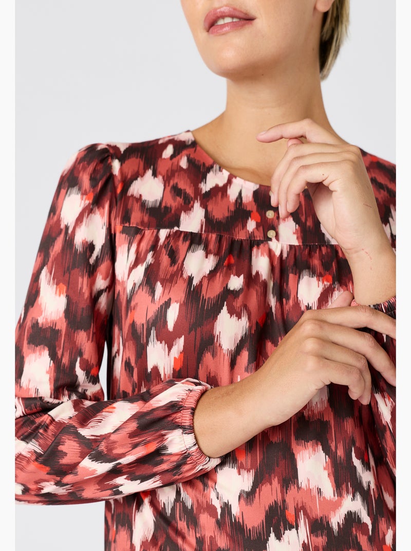 T-shirt imprimé maille chaude - Damart Rouge - Kiabi