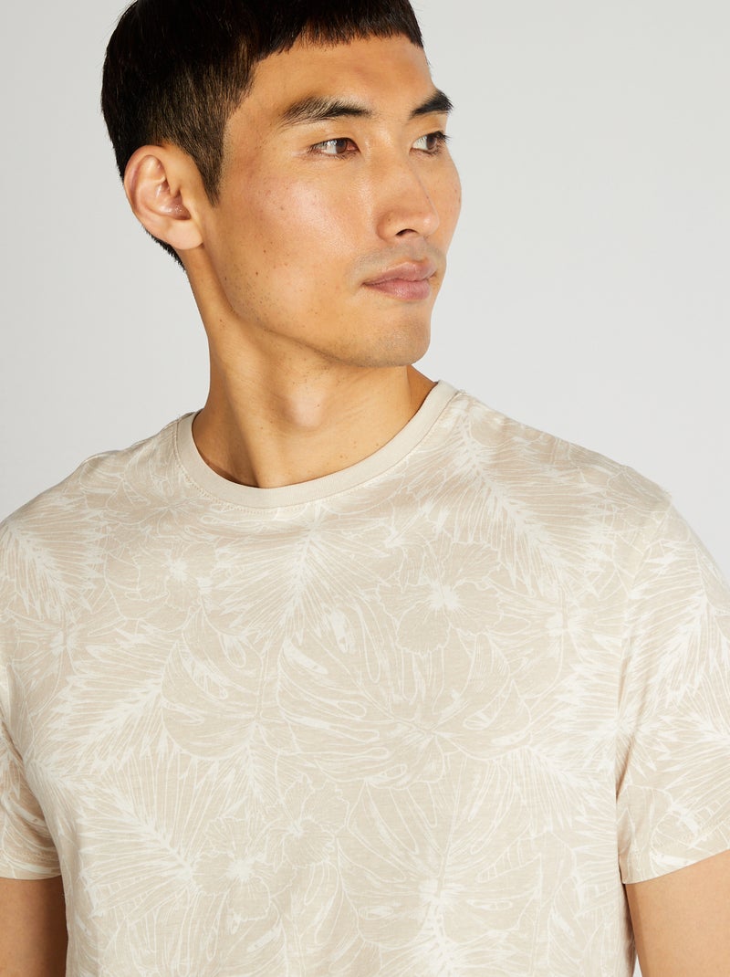 T-shirt imprimé manches courtes Beige - Kiabi
