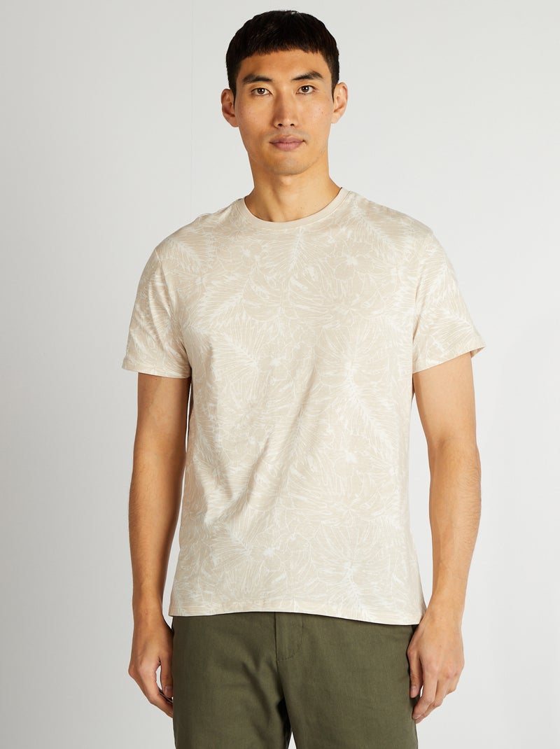 T-shirt imprimé manches courtes Beige - Kiabi