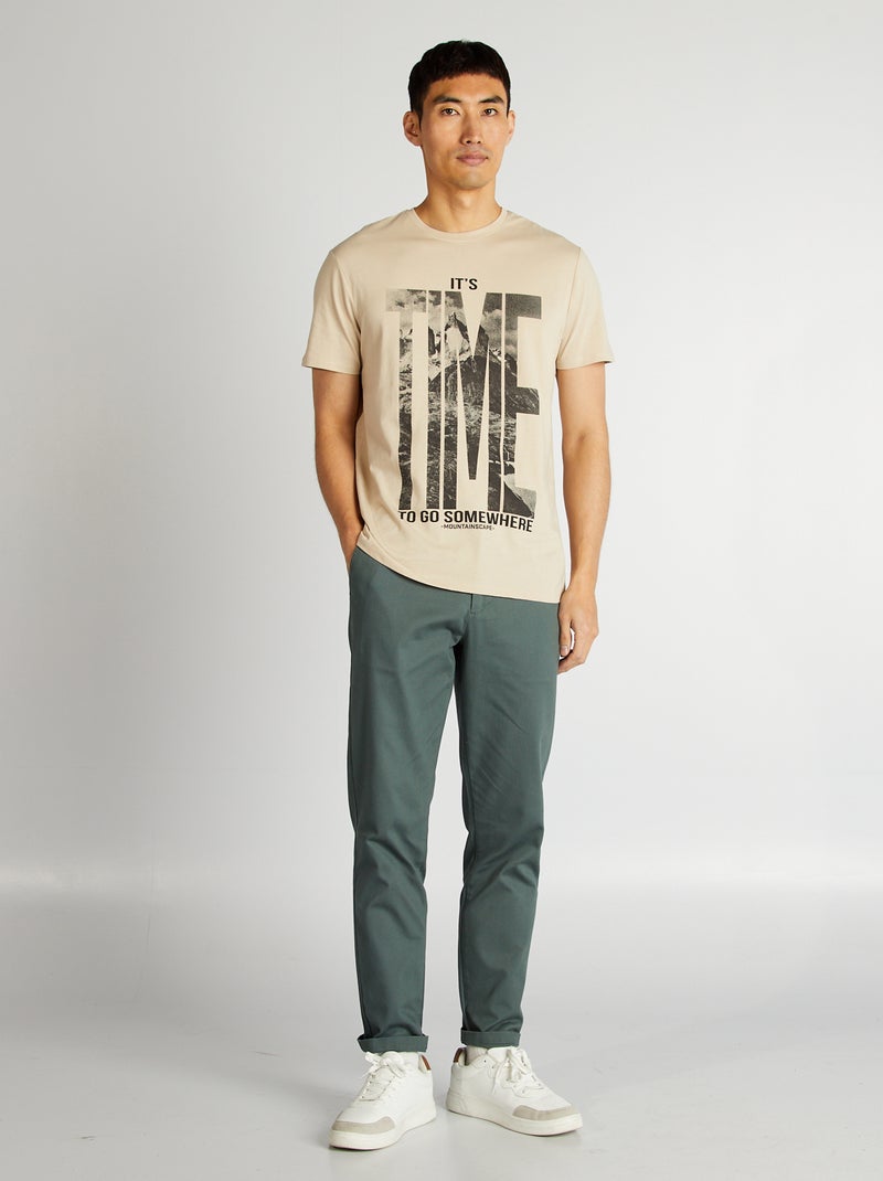 T-shirt imprimé manches courtes Beige - Kiabi