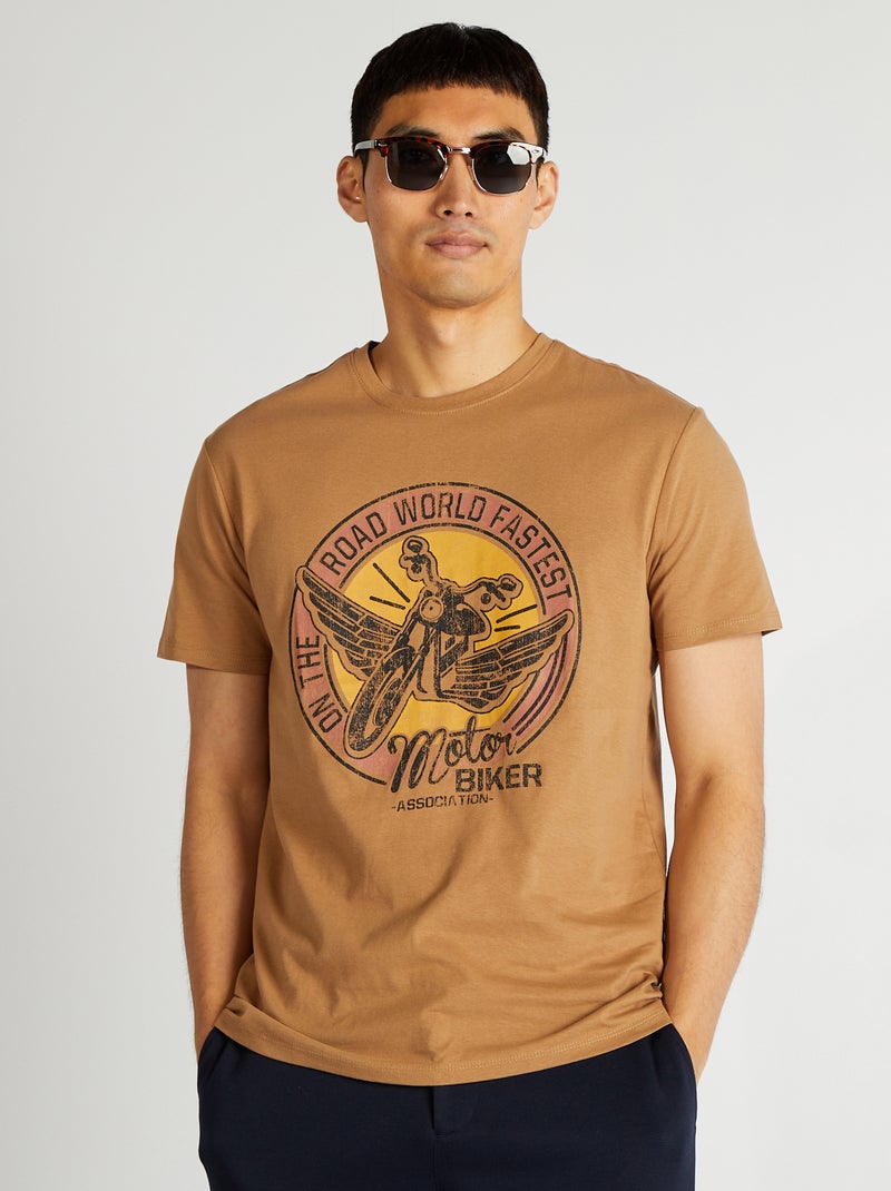 T-shirt imprimé manches courtes BEIGE - Kiabi