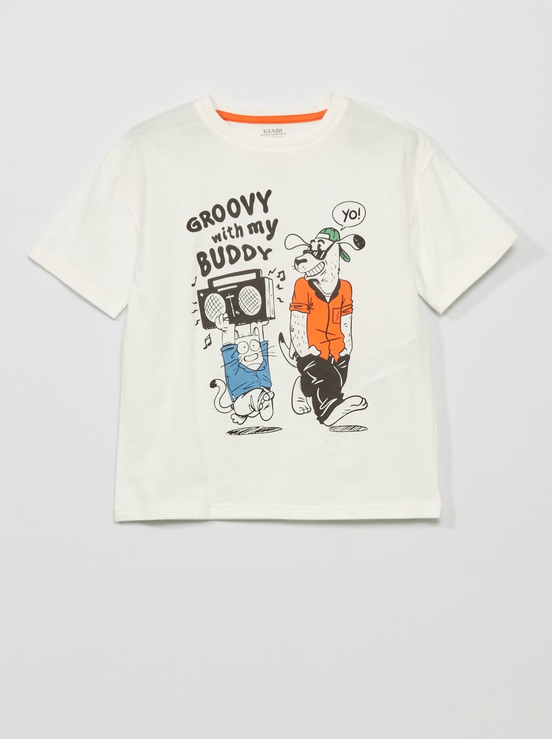 T-shirt imprimé manches courtes Blanc - Kiabi