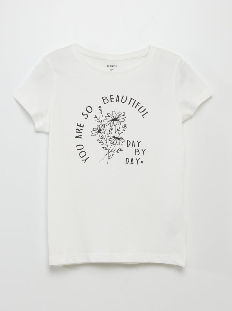 T-shirt imprimé manches courtes Blanc - Kiabi