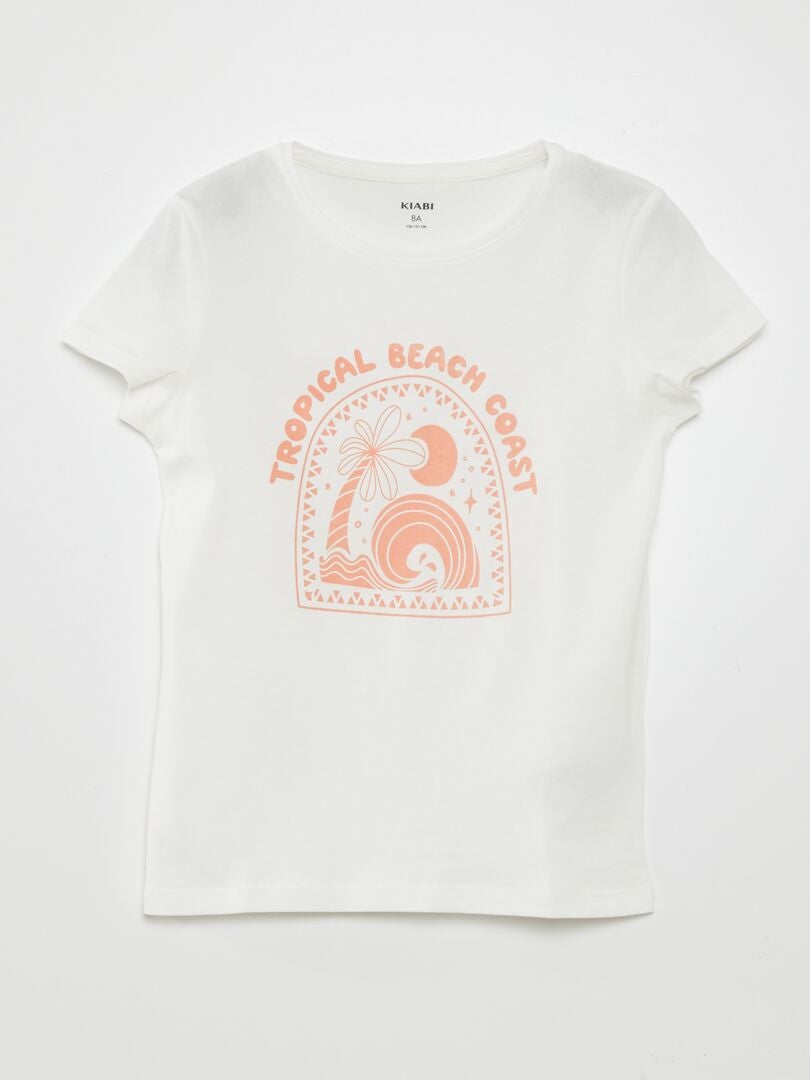 T-shirt imprimé manches courtes Blanc - Kiabi