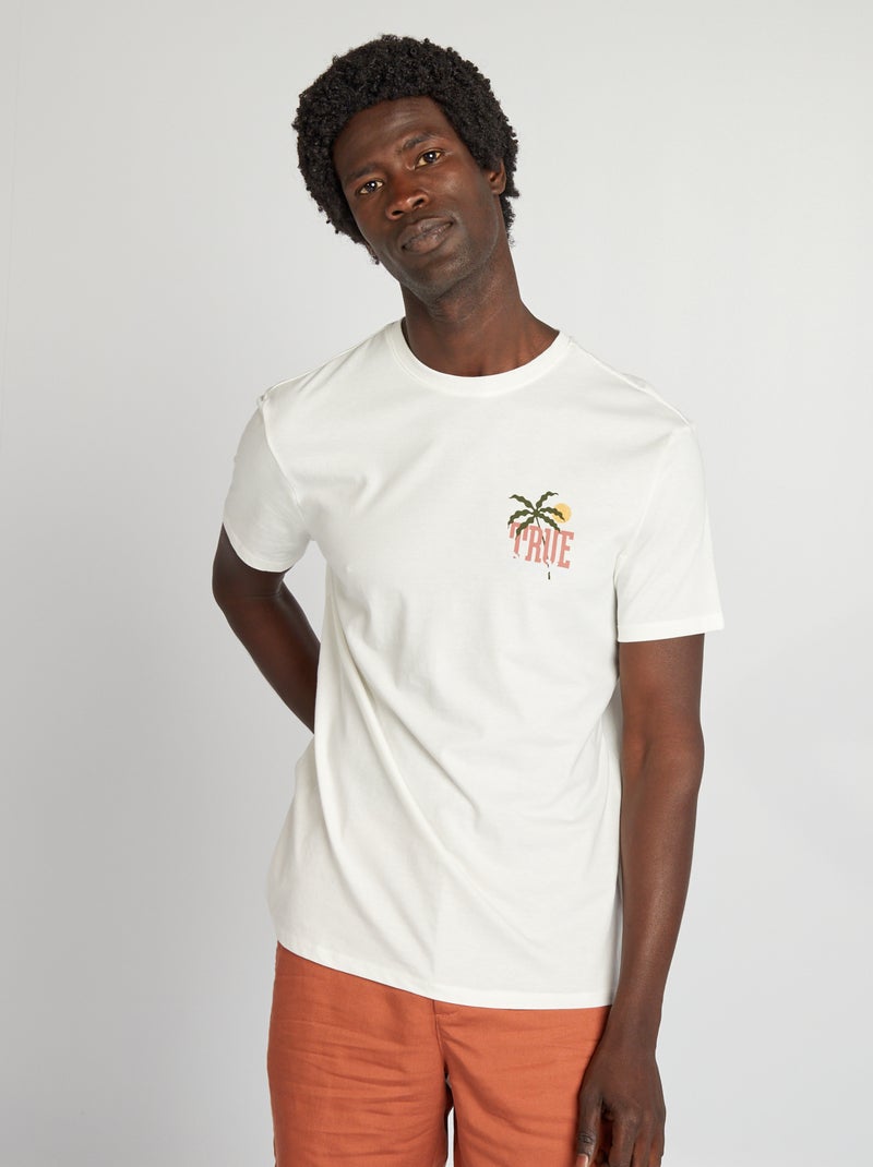 T-shirt imprimé manches courtes Blanc - Kiabi