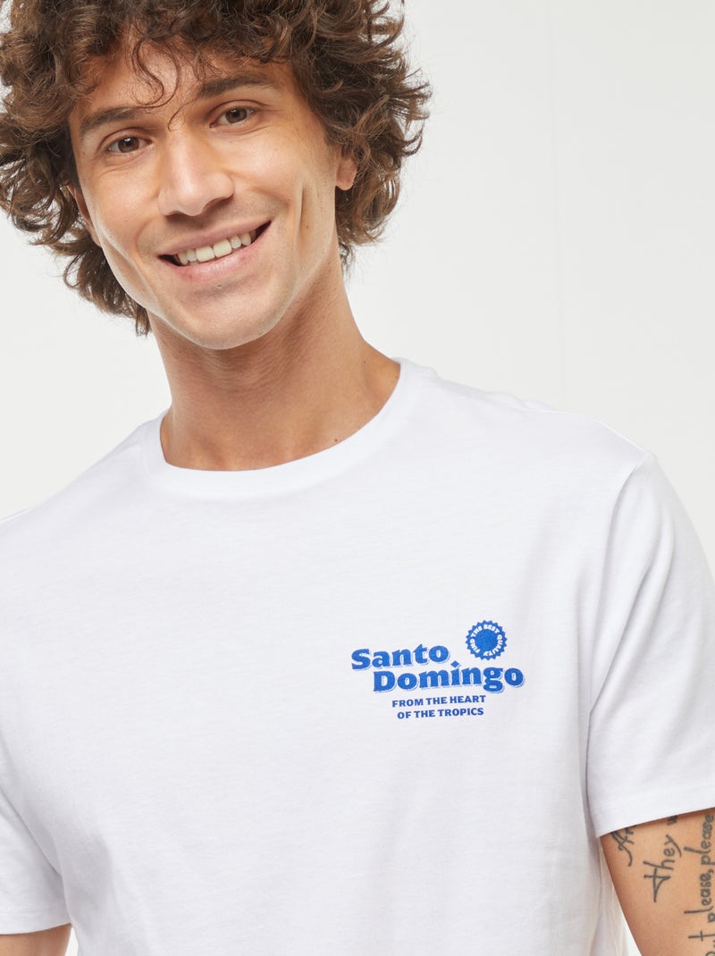 T-shirt imprimé manches courtes Blanc - Kiabi