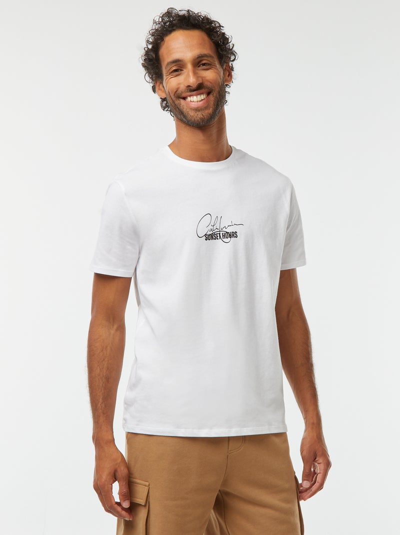T-shirt imprimé manches courtes Blanc - Kiabi