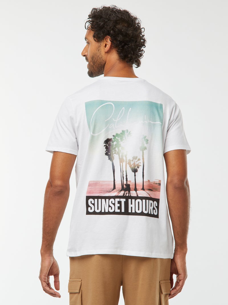 T-shirt imprimé manches courtes Blanc - Kiabi