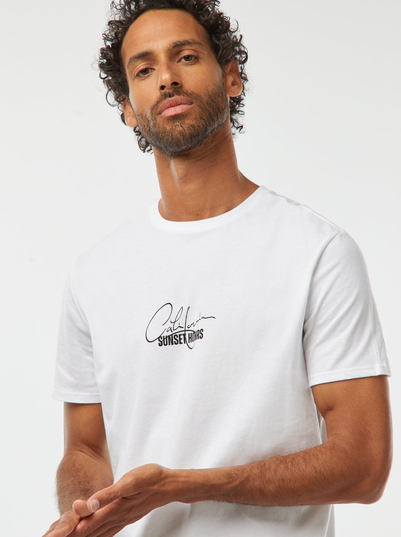 T-shirt imprimé manches courtes Blanc - Kiabi