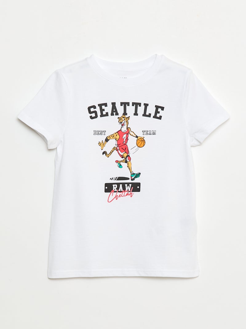 T-shirt imprimé manches courtes Blanc - Kiabi