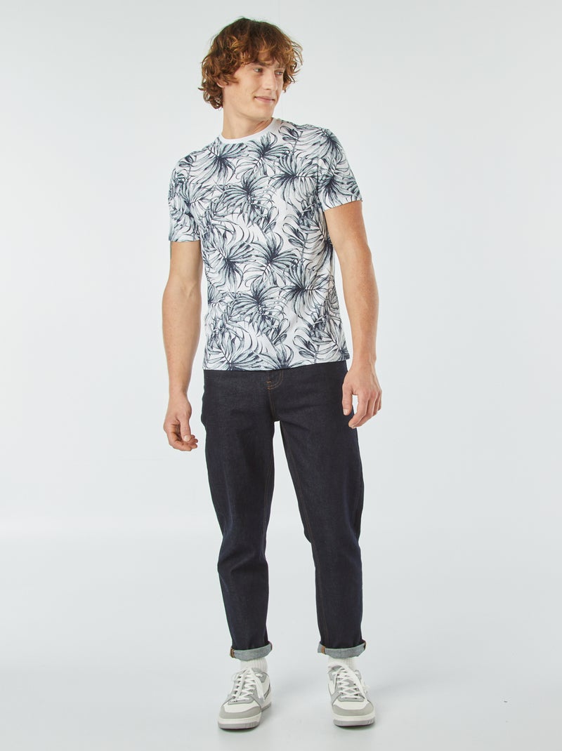 T-shirt imprimé manches courtes Blanc/bleu - Kiabi