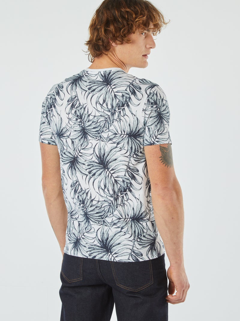 T-shirt imprimé manches courtes Blanc/bleu - Kiabi