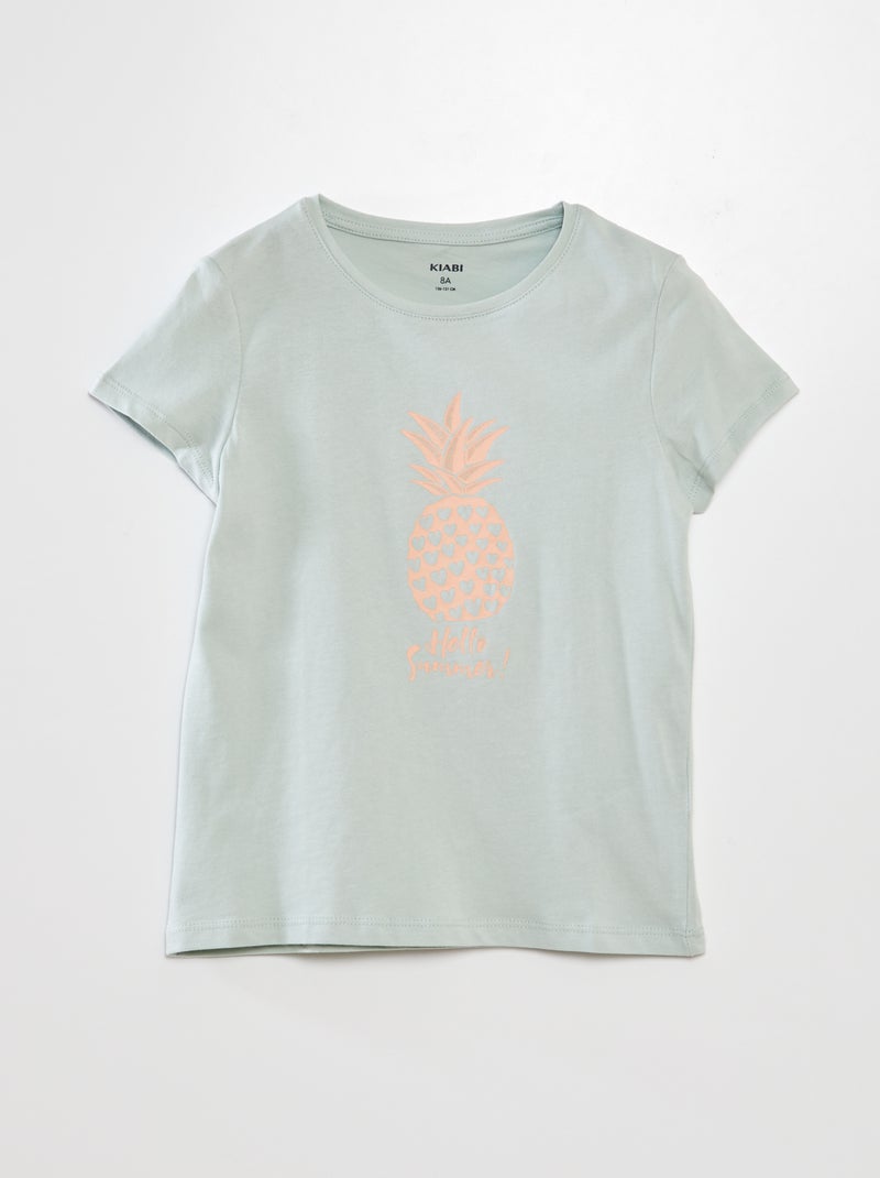 T-shirt imprimé manches courtes Bleu - Kiabi
