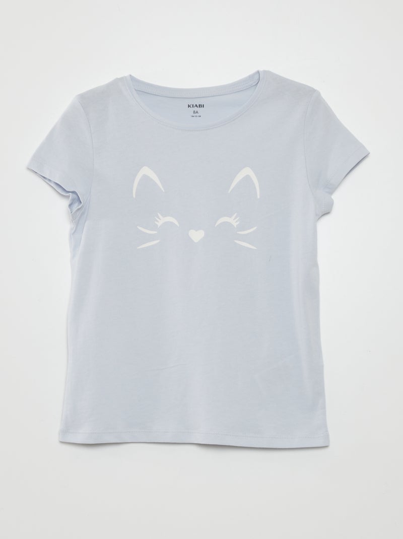 T-shirt imprimé manches courtes Bleu clair - Kiabi