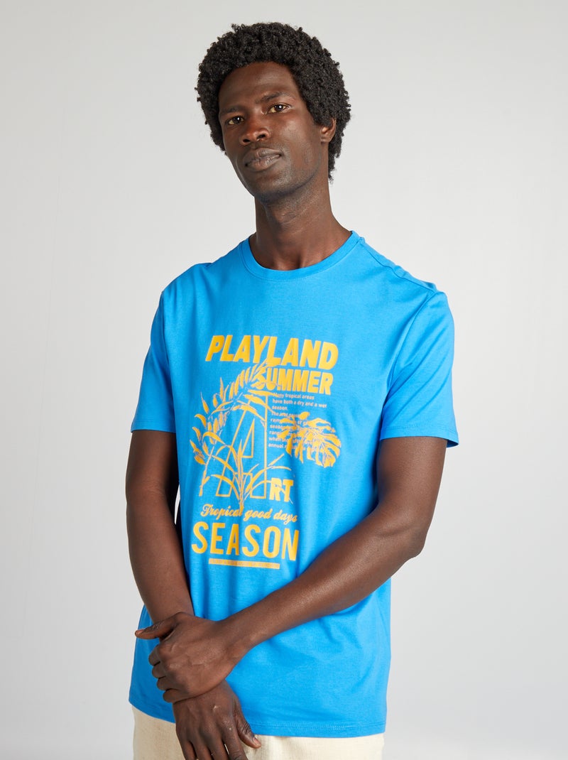 T-shirt imprimé manches courtes Bleu play - Kiabi