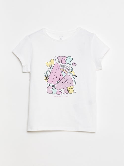 T-shirt imprimé manches courtes et col rond - Kiabi