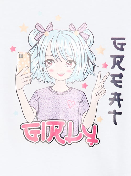 T-shirt imprimé manches courtes et col rond - Kiabi