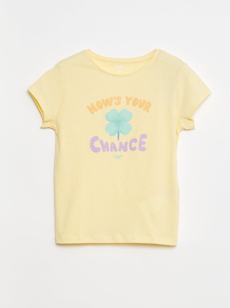 T-shirt imprimé manches courtes et col rond Jaune - Kiabi