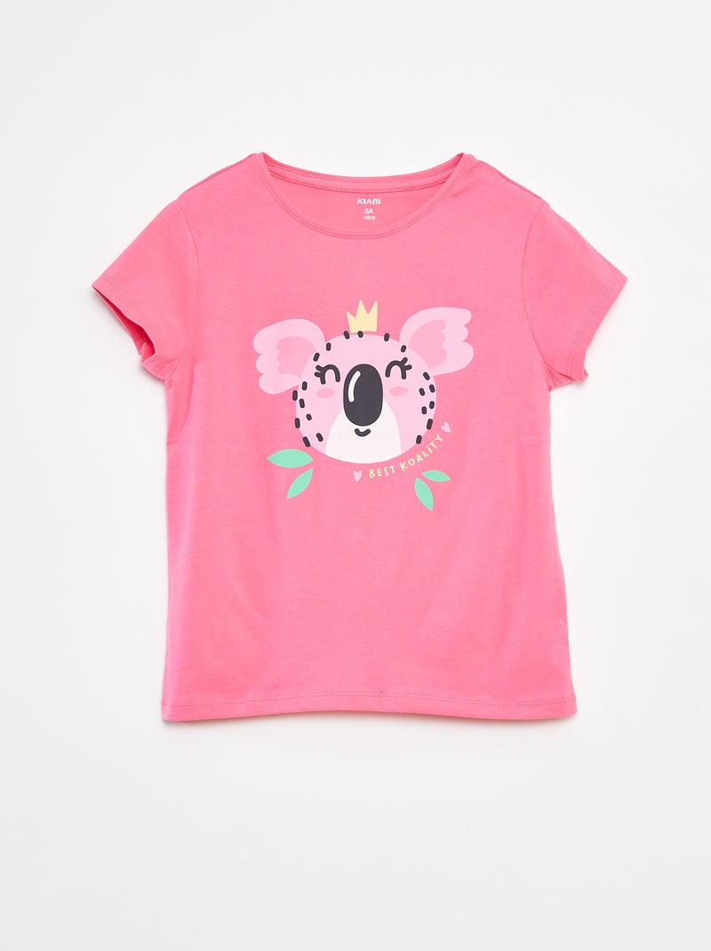 T-shirt imprimé manches courtes et col rond Rose - Kiabi