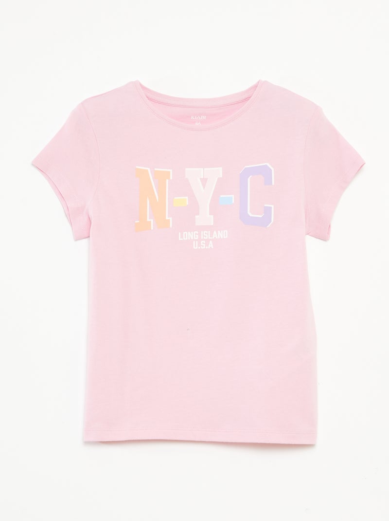 T-shirt imprimé manches courtes et col rond Rose - Kiabi