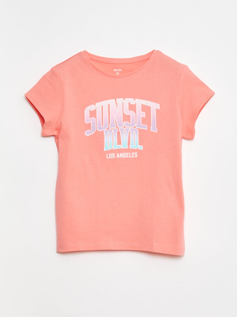T-shirt imprimé manches courtes et col rond Rose - Kiabi