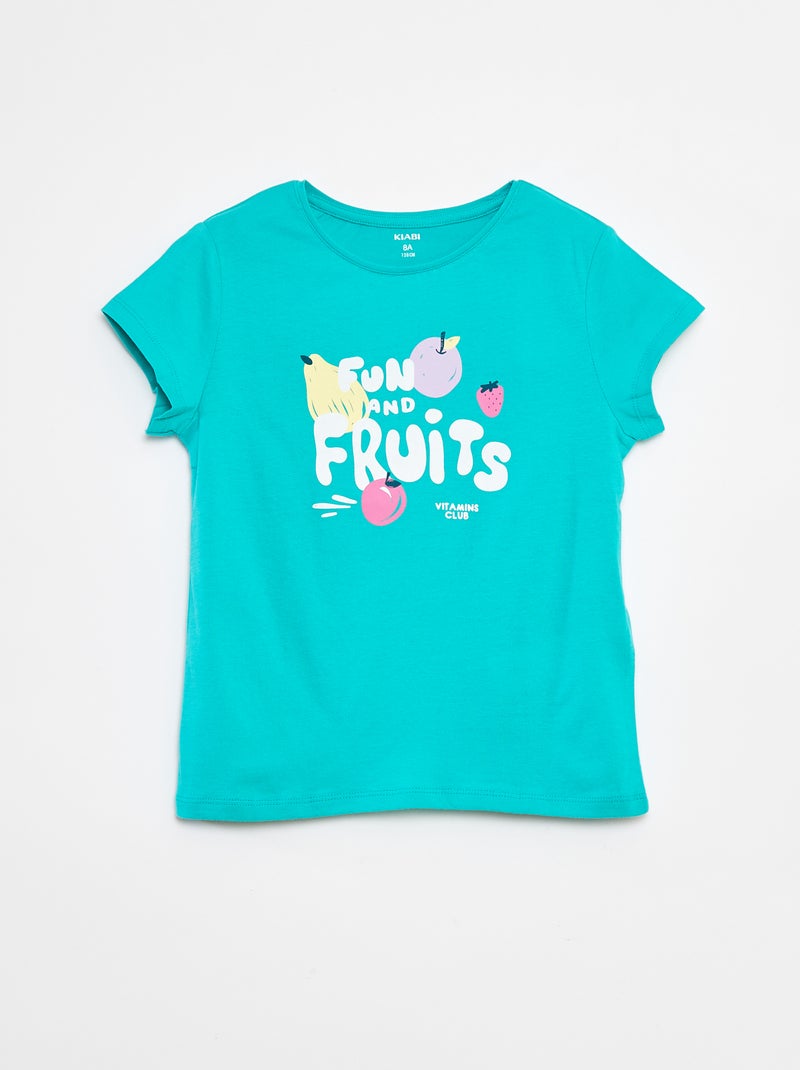T-shirt imprimé manches courtes et col rond Vert - Kiabi