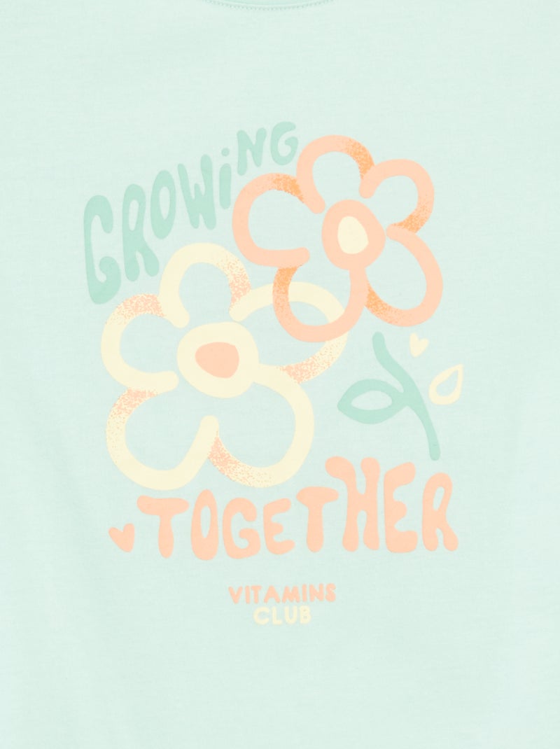 T-shirt imprimé manches courtes et col rond Vert - Kiabi