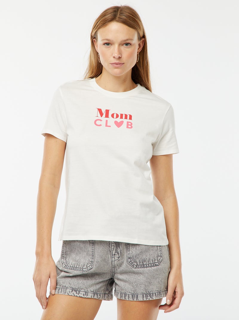 T-shirt imprimé manches courtes 'fête des mères' BLANC - Kiabi