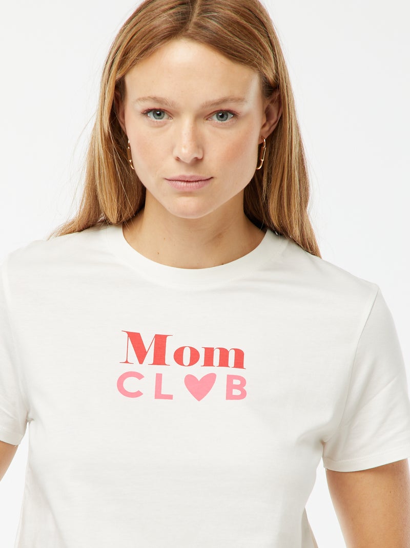 T-shirt imprimé manches courtes 'fête des mères' BLANC - Kiabi