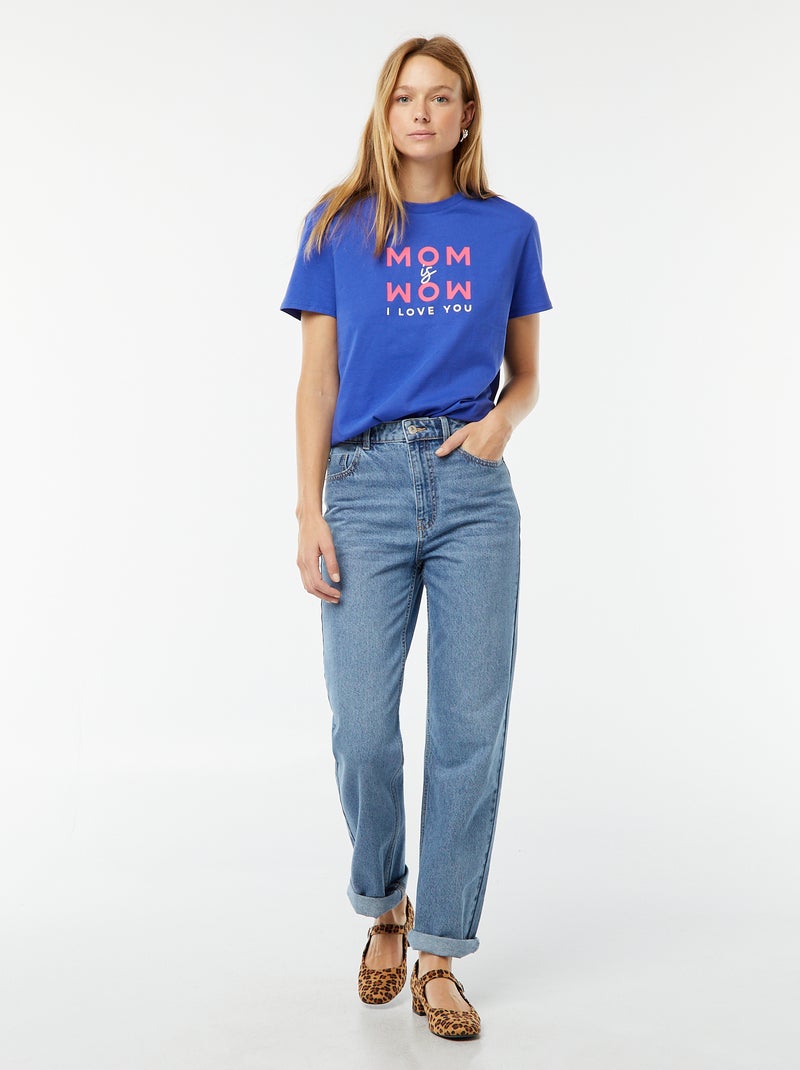 T-shirt imprimé manches courtes 'fête des mères' BLEU - Kiabi