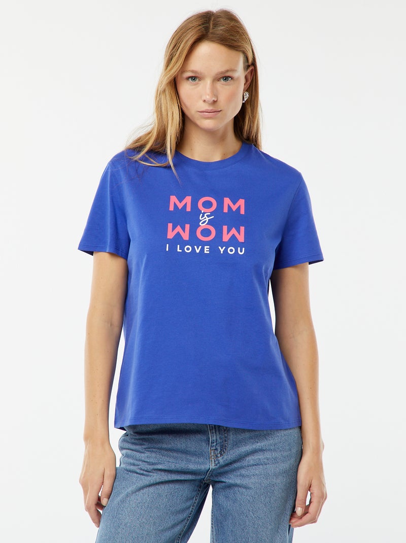 T-shirt imprimé manches courtes 'fête des mères' BLEU - Kiabi