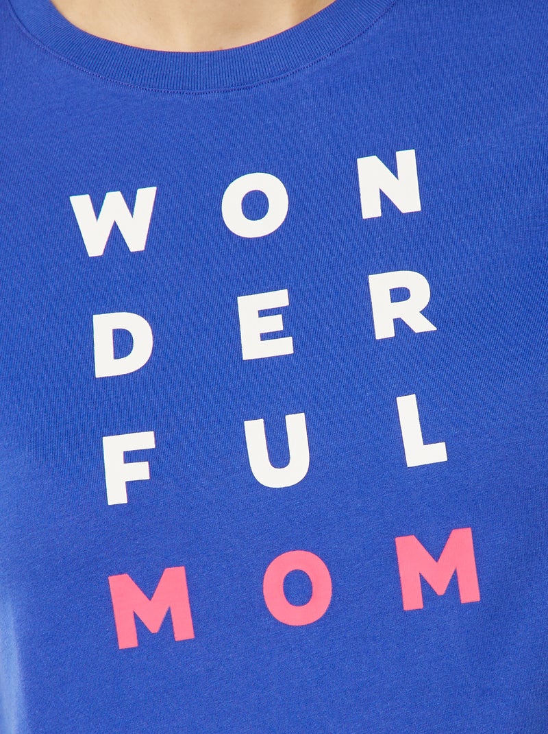 T-shirt imprimé manches courtes 'fête des mères' BLEU - Kiabi